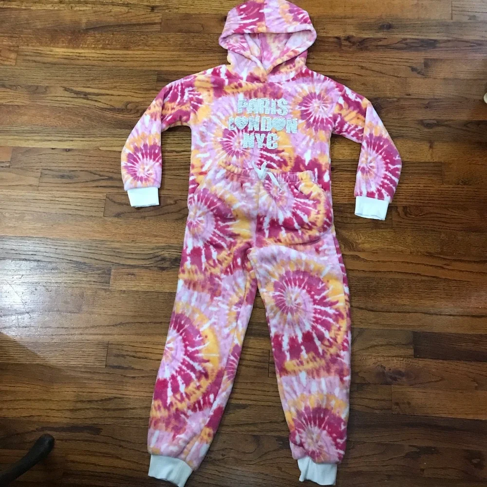 Hoodie Jogging Suit Outfit NWOT Loungewear Athletic Activewear Pajamas Tie Dye